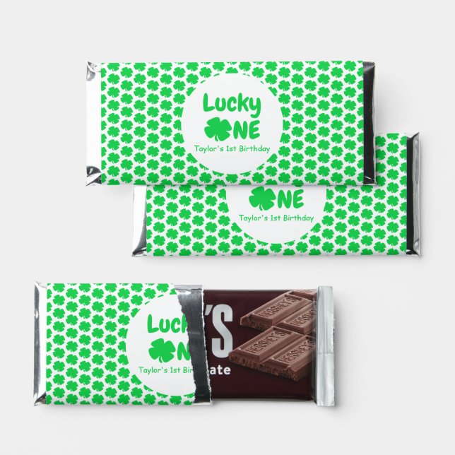 Lucky One 1st Birthday Hershey Bar Favors (Front)