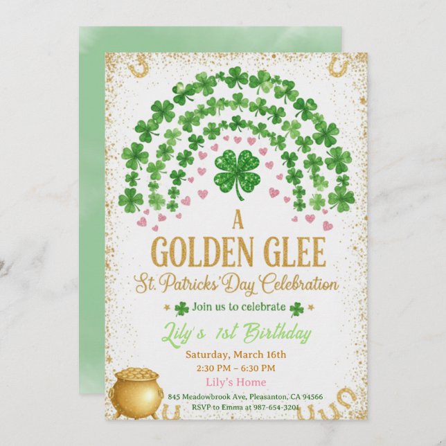 Lucky One 1st Birthday Invitation (Front/Back)