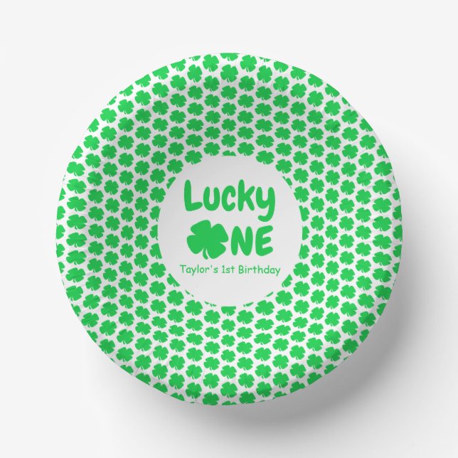 Lucky One 1st Birthday Paper Bowls (Front)