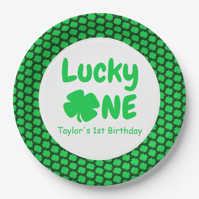 Lucky One 1st Birthday Paper Plate (Front)