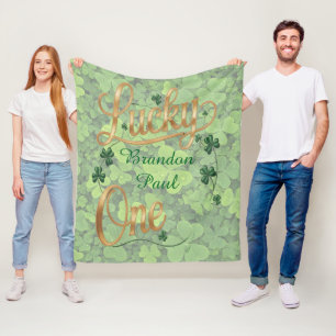 Lucky One 1st. Birthday Party Gift Fleece Blanket