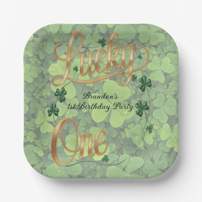 Lucky One 1st. Birthday Party Paper Plates (Front)
