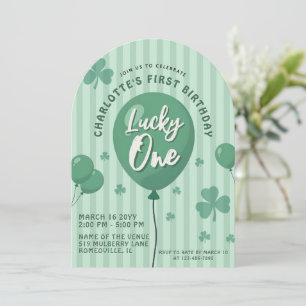 Lucky One 1st Birthday St Patricks Day Balloon Invitation