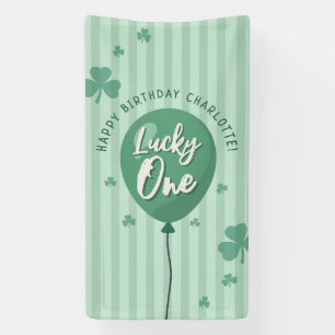 Lucky One 1st Birthday St Patricks Day Clover Banner