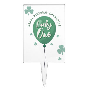 Lucky One 1st Birthday St Patricks Day Clover Cake Topper