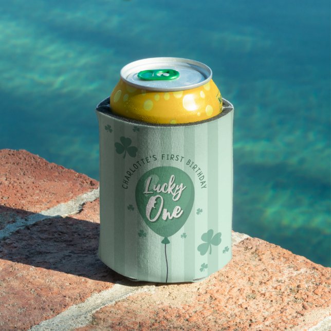 Lucky One 1st Birthday St Patricks Day Clover Can Cooler (In Situ Pool)