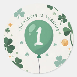 Lucky One 1st Birthday St Patricks Day Clover Classic Round Sticker