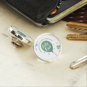 Lucky One 1st Birthday St Patricks Day Clover Lapel Pin