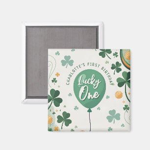 Lucky One 1st Birthday St Patricks Day Clover Magnet