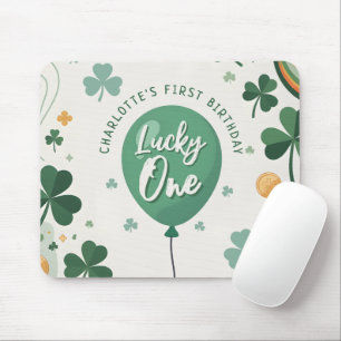 Lucky One 1st Birthday St Patricks Day Clover Mouse Pad
