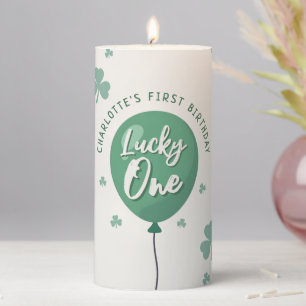 Lucky One 1st Birthday St Patricks Day Clover Pillar Candle