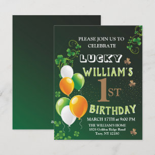 Lucky One 1st Birthday, St. Patrick's Day Leprecha Holiday Card