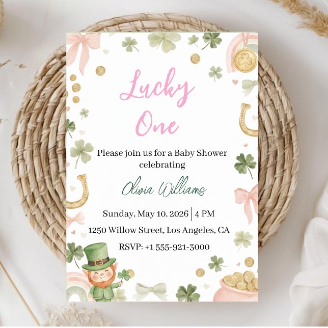 Lucky One Baby Shower Invitation Shamrock Theme (Creator Uploaded)