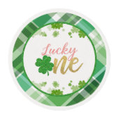 Lucky One Birthday Edible Cupcake Round - Girl Edible Frosting Rounds (Front)