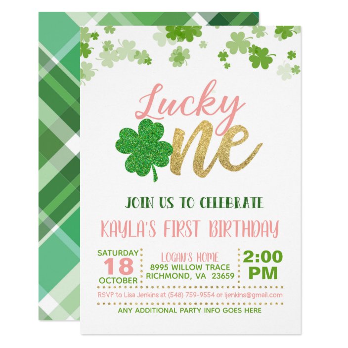 Lucky One Birthday Invitation - Girl 