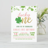 Lucky One Birthday Invitation - Girl (Standing Front)