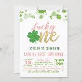 Lucky One Birthday Invitation - Girl (Front)