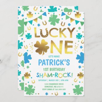 Lucky One Birthday Invitation St. Patrick's Party by PixelPerfectionParty at Zazzle