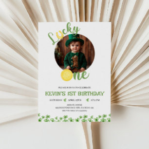 Lucky One Birthday Invitation, St. Patricks Themed Invitation