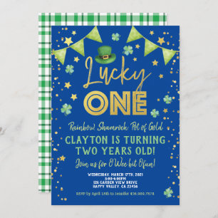 Lucky One Boy 1st Birthday St Patrick's Day Party Invitation