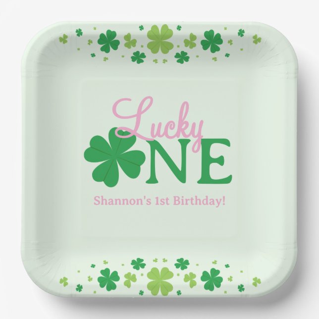 Lucky One First 1st Birthday Party Paper Plates (Front)