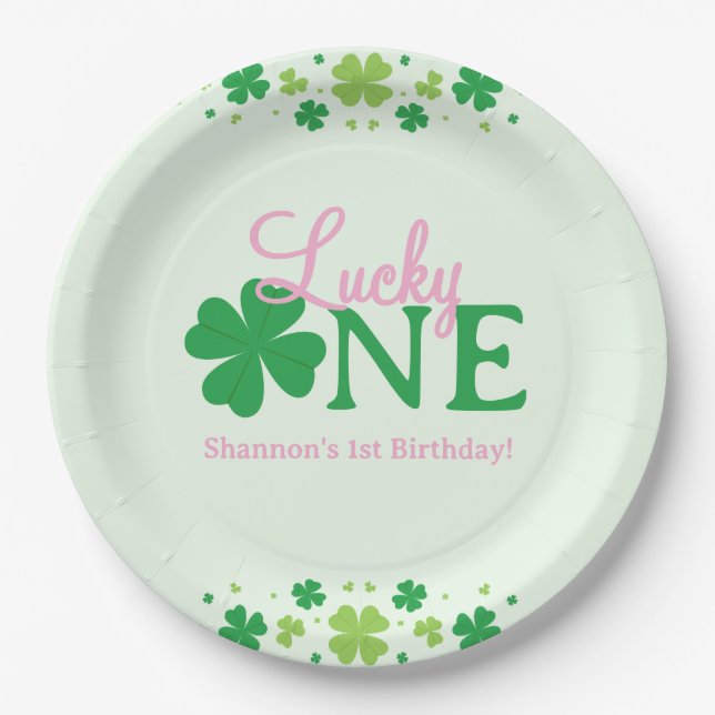 Lucky One First 1st Birthday Party Paper Plates (Front)
