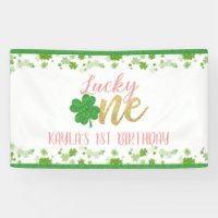 Lucky One First Birthday Banner - Girl