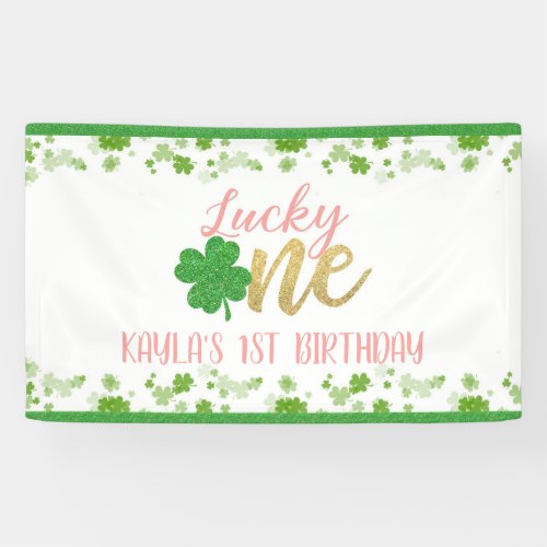 Lucky One First Birthday Banner - Girl