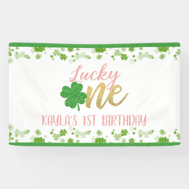 Lucky One First Birthday Banner - Girl (Horizontal)