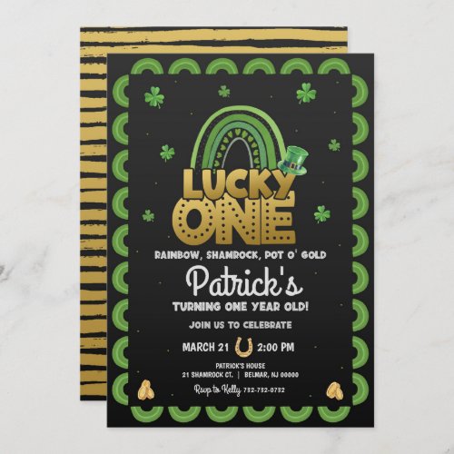 Lucky One First Birthday Invitation St Pattys Day