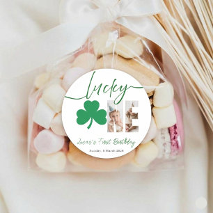 Lucky One First Birthday Shamrock Photo Sticker