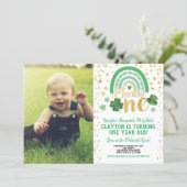Lucky One First Birthday St Patrick's Day Photo Invitation (Standing Front)