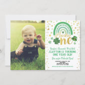 Lucky One First Birthday St Patrick's Day Photo Invitation (Front)