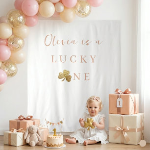Lucky One Girl First Birthday Photo Backdrop
