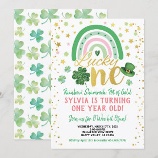 Lucky One Girl First Birthday St Patrick's Day Invitation