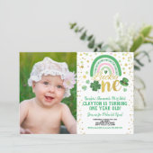 Lucky One Girl First Birthday St Patrick's Photo Invitation (Standing Front)