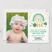 Lucky One Girl First Birthday St Patrick's Photo Invitation (Front)