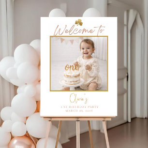 Lucky One Girl First Birthday Welcome Sign