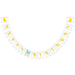 Lucky One Happy First Birthday Bunting Flags