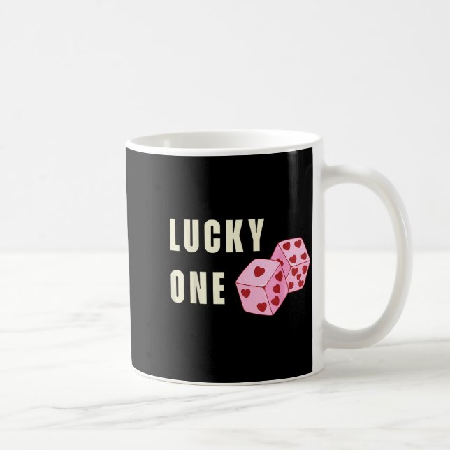 Lucky One Heart Dice Couples Matching Valentines D Coffee Mug (Right)
