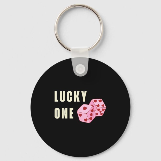 Lucky One Heart Dice Couples Matching Valentines D Keychain (Front)