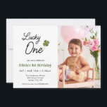 Lucky One Kids 1st birthday Invitation<br><div class="desc">Cute Lucky One watercolor shamrock 1st birthday invitation with photo,  perfect for boy or girl birthday.</div>