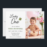 Lucky One Kids 1st birthday Invitation<br><div class="desc">Cute Lucky One watercolor shamrock 1st birthday invitation with photo,  perfect for boy or girl birthday.</div>