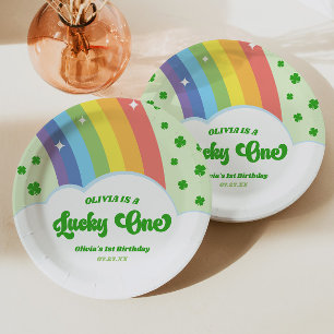 Lucky One Lucky Charm Rainbow 1st Birthday Party Paper Plates