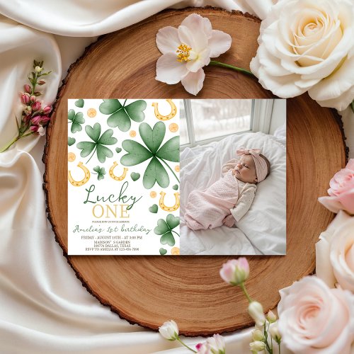 Lucky One Photo 1st Birthday Invitation