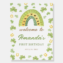 Lucky One Rainbow 1st Birthday Welcome