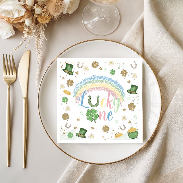 Lucky One Rainbow Birthday Napkins (Creator Uploaded)