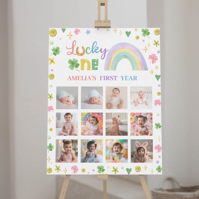 Lucky One Rainbow Birthday Photo Milestone Sign (Creator Uploaded)