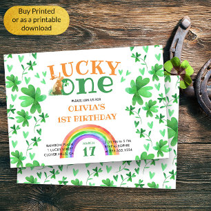 Lucky One Shamrock 1st Birthday Invitation