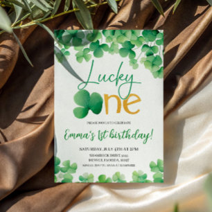 Lucky One Shamrock 1st Birthday Invitation